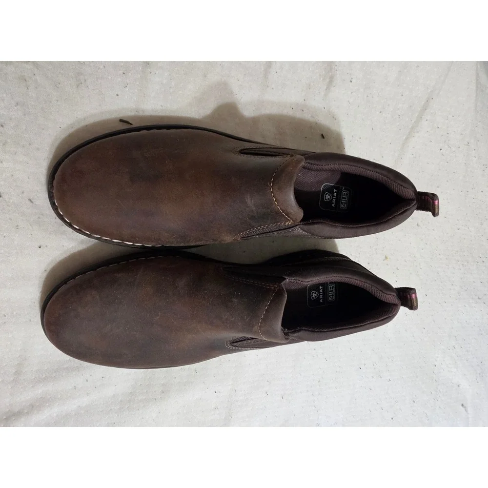 Ariat Cruiser‎ Brown Leather Slip On Loafers Womens 10B 10020171 4LR Pink Logo